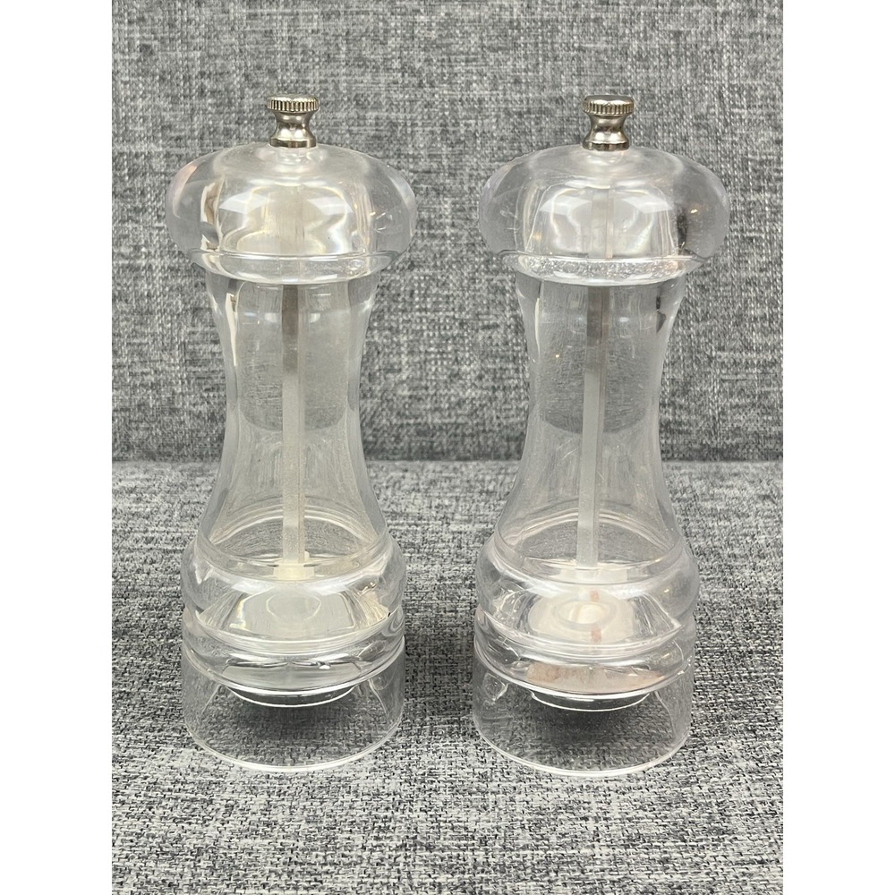 Olde Thompson Acrylic Rock Salt And Pepper Grinders Set Of 2 Clear round ceramic
